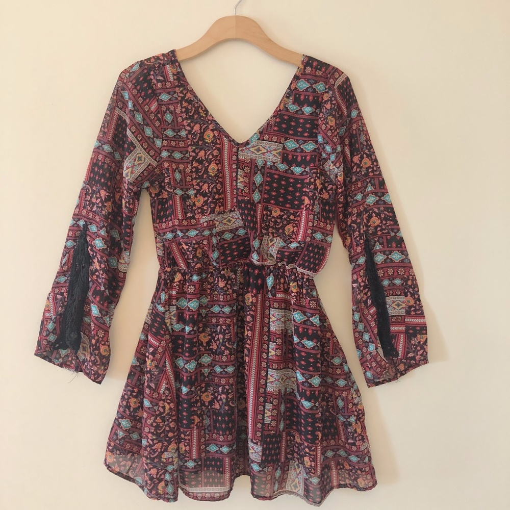 Patterned, Longsleeve Dress